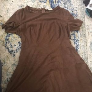 Brown Suede Short Sleeve Dress